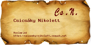 Csicsáky Nikolett névjegykártya